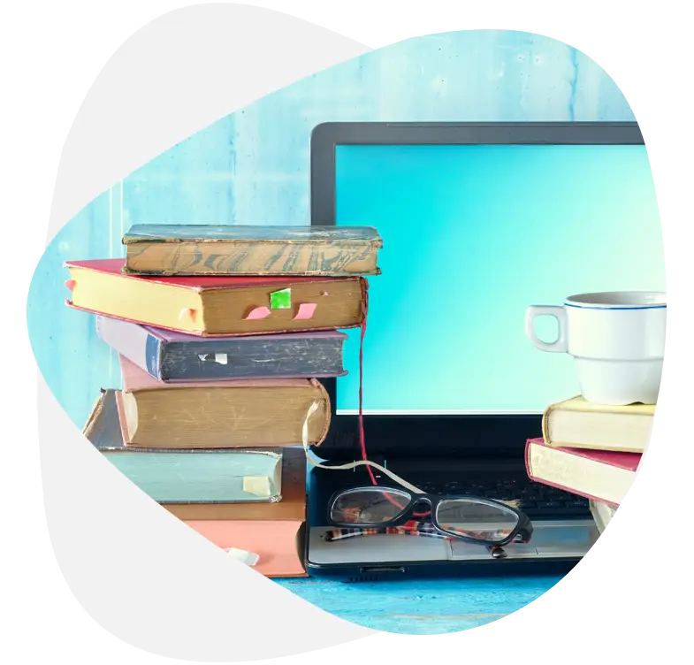 Content writing setup with notes and keyboard