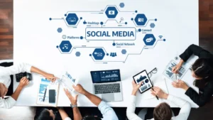 social media growth strategies for US businesses in 2026 showcasing analytics dashboard content marketing and digital engagement