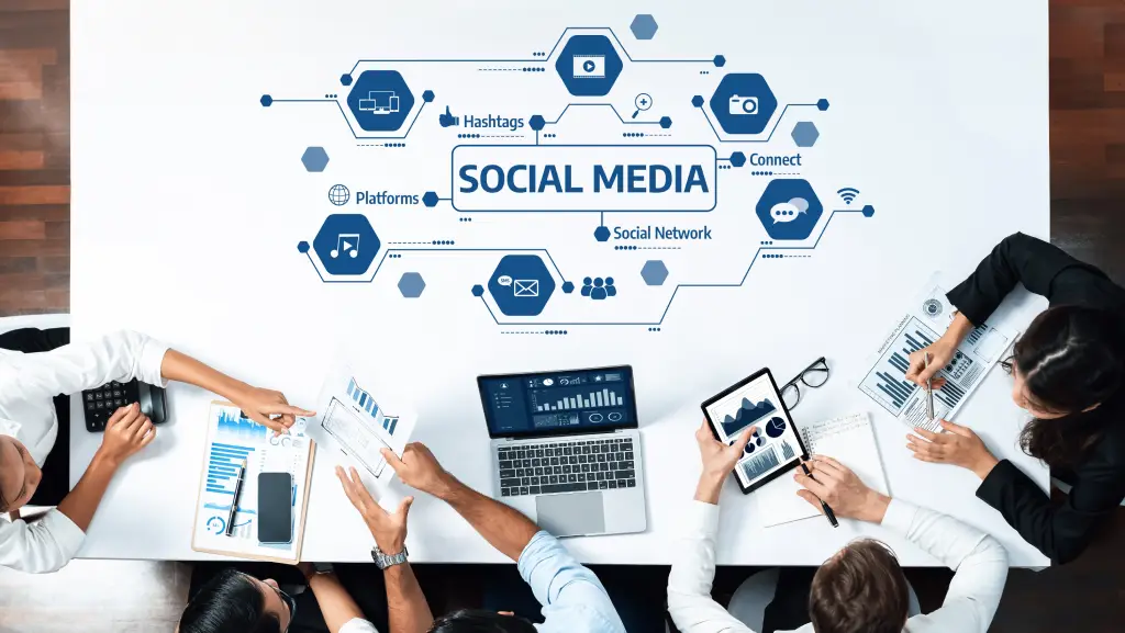 social media growth strategies for US businesses in 2026 showcasing analytics dashboard content marketing and digital engagement