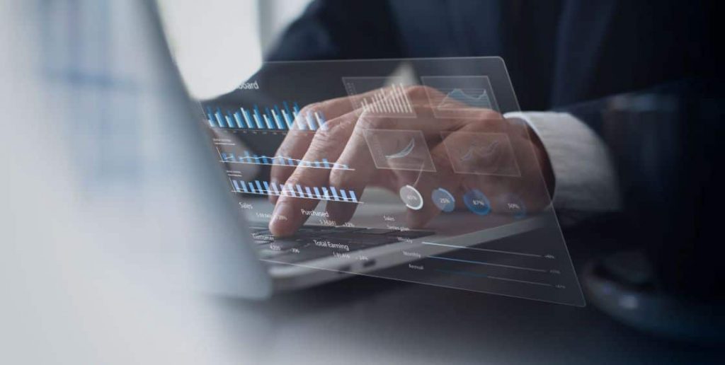 Modern styled financial report with infographics and charts