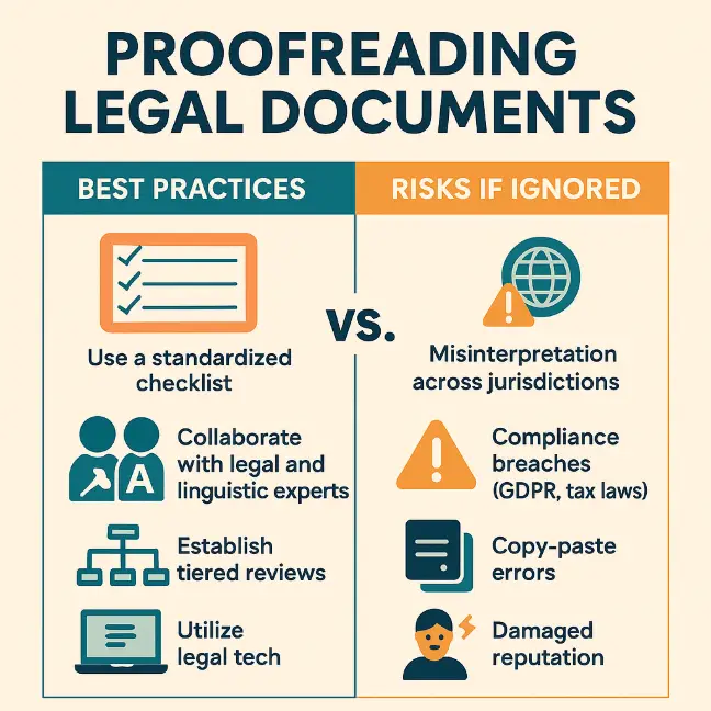 Legal proofreading checklist for global B2B contracts