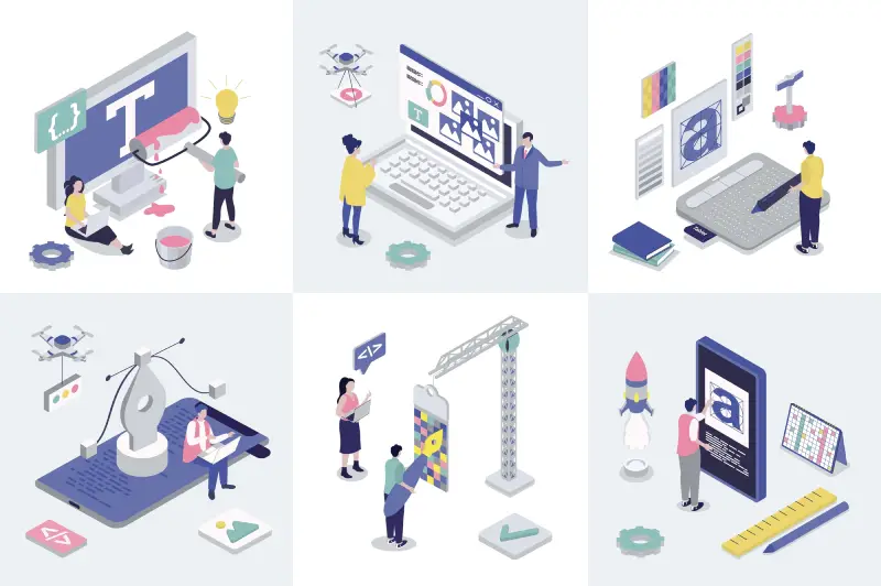 Designers developing modern typography with variable fonts and kinetic text