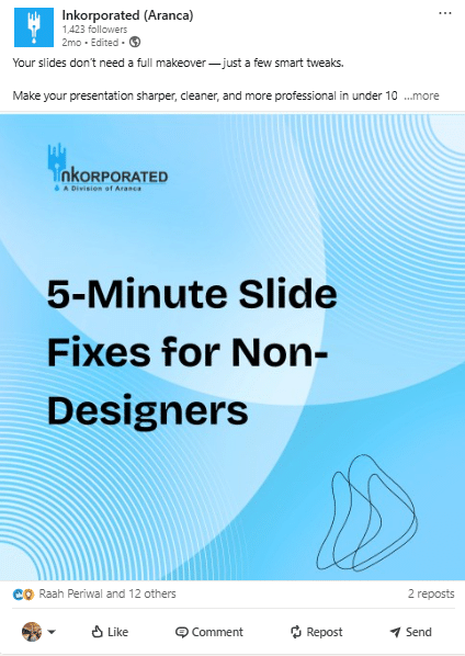 LinkedIn Post – Slide fixes for non-designers