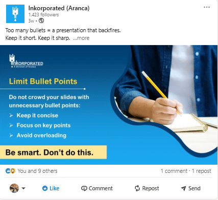 LinkedIn Post – Too many bullets