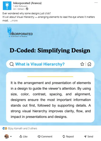 LinkedIn Post – It’s all about Visual Hierarchy