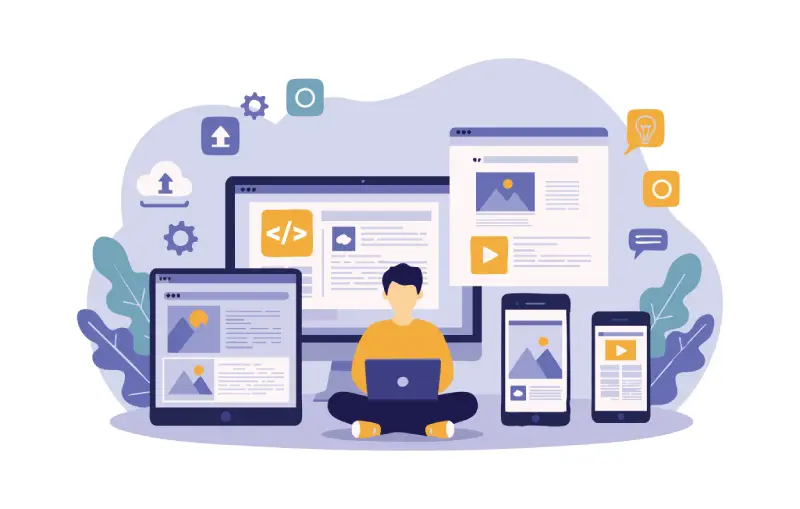 Reviewing website content across devices for a B2B content audit.