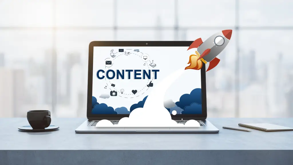 Rocket takeoff visual representing the benefits of investing in quality content
