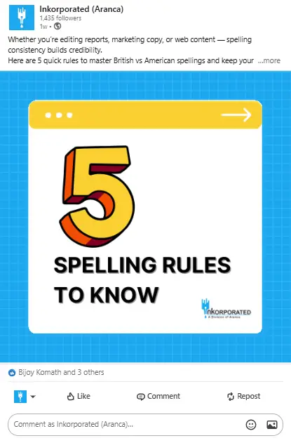 LinkedIn Post – 5 Spelling Rules to Know