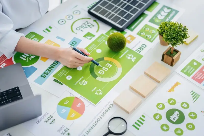 ESG-themed charts and visuals for professional annual report design