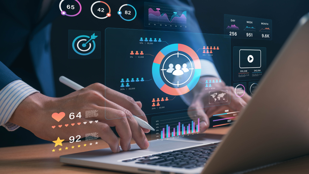 Digital marketing dashboard representing social media content creation tips