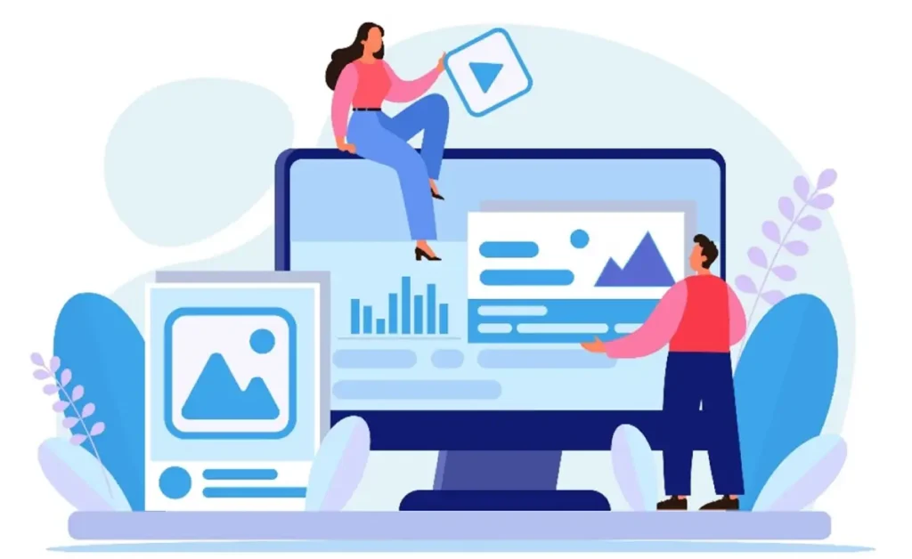 Illustration of digital content creation strategy for lead generation and audience engagement