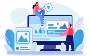 Illustration of digital content creation strategy for lead generation and audience engagement