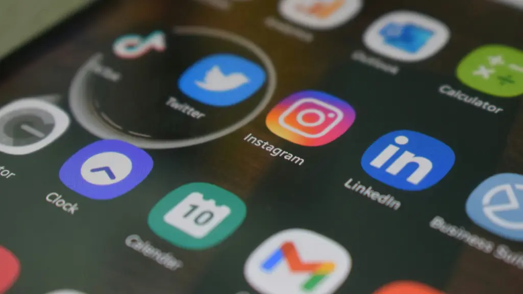 Social media apps on smartphone screen for digital content creation