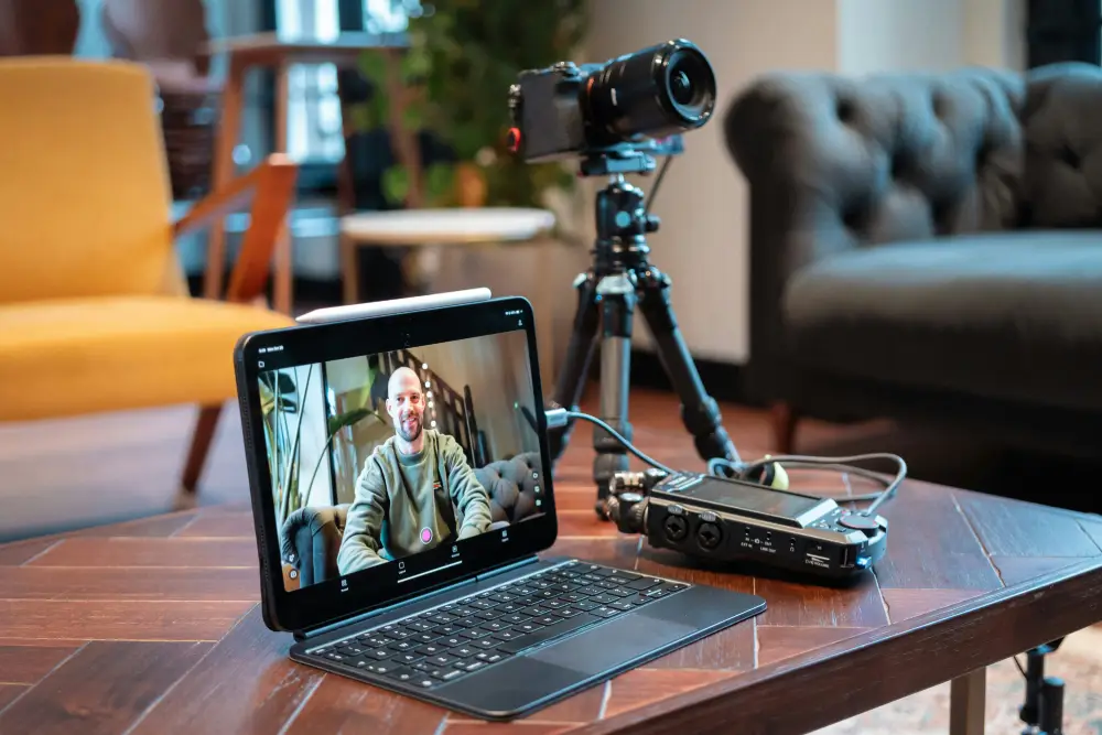 Professional video recording setup for social media content creation
