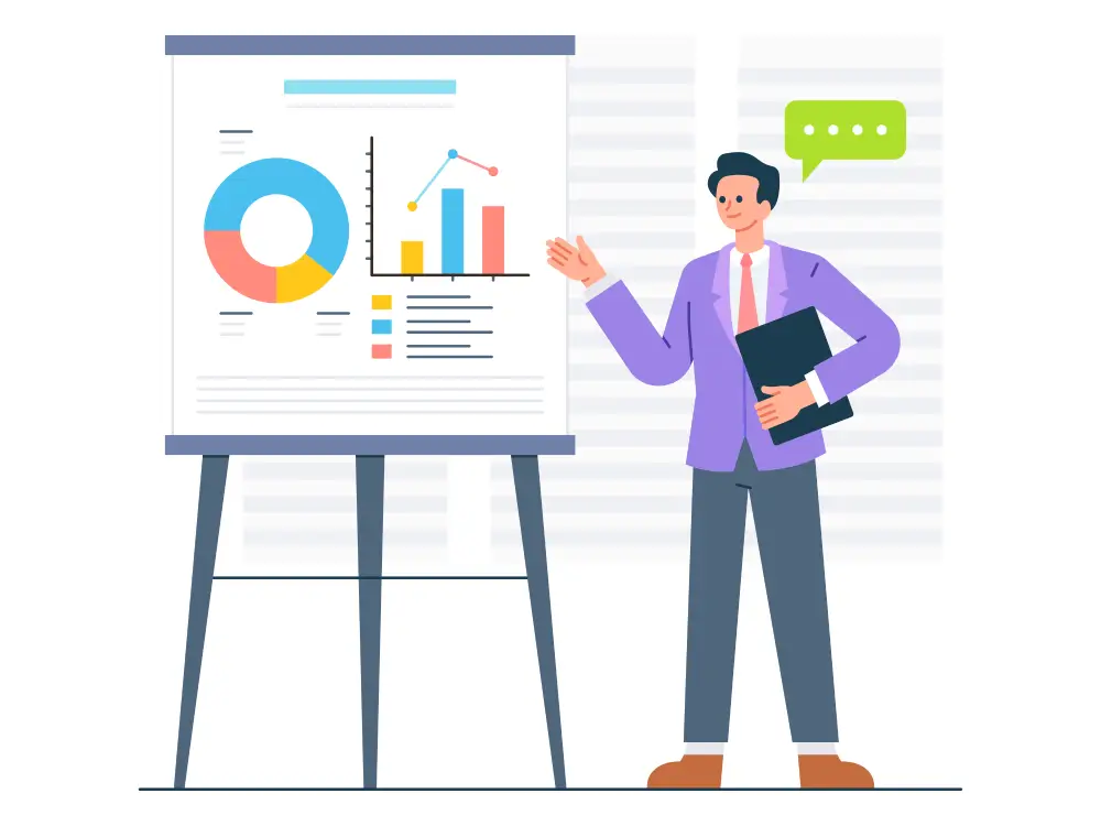 Business presentation with charts and graphs designed for effective corporate communication