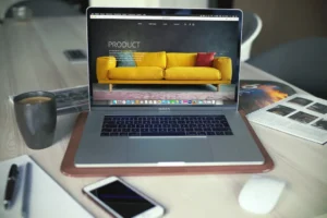 Laptop displaying a website as an example of digital content and SEO content writing